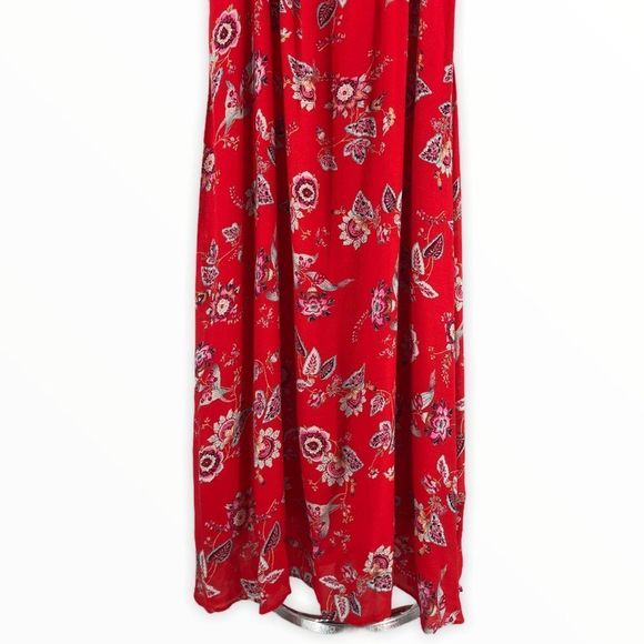 Promod Red Floral Ruffle Button Back Maxi Dress - Picture 5 of 15